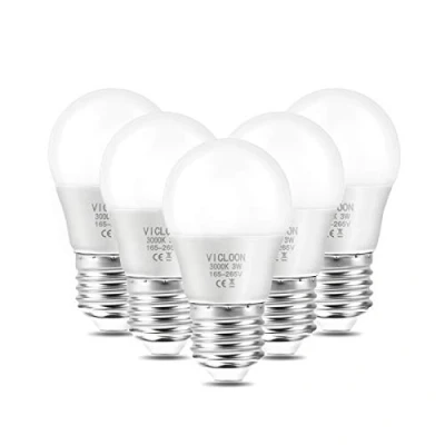 Obrázek Vicloon E27 LED žárovka, balení 5 ks G45 žárovka 3 W nahrazuje 25W žárovky, 280 lumenů, 3000 K teplá bílá, AC 220V 240V, nestmívatelná úsporná 270 úhel vyzařování Globe svítidlo