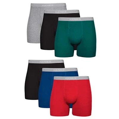 Obrázek Hanes Herren Boxershorts, Cool Dri Feuchtigkeitsableitende Unterwäsche, Baumwolle, kein Hochrutschen, Multipacks erhältlich Retroshorts, 6 Stück, Medium (6er Pack)