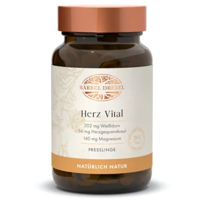 Obrázek srdce Vital tablety (160 ks) hloh motherwort melissa hořčí vitamíny hořčík, veganská výroba Německo Krevní tlak kardiovaskulární systém cévy kardio BÄRBEL DREXEL®