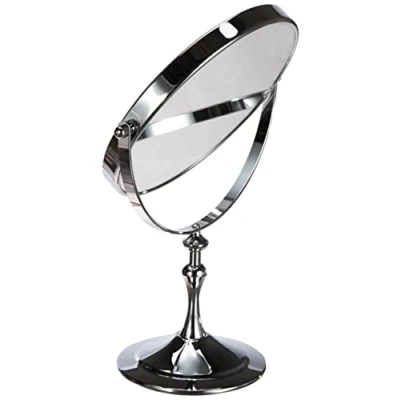 Obrázek HIMRY Kosmetické zrcátko/kosmetické zrcátko, 2 palce, otočné o 360 . zrcátko: normální a 10 zvětšení, 17,5 cm ø, chromované, KXD3105 10x