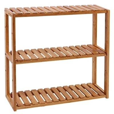 Obrázek SONGMICS Koupelnový regál, regál do koupelny, bambusový na rostliny se 3 nastavitelnými přihrádkami, montáž stěnu, volně stojící, obývacího pokoje, chodby, kuchyně, 60 x 15 54 cm,