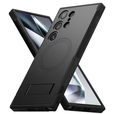 Obrázek Ringke Všechno magnetické pouzdro kompatibilní se Samsung Galaxy S24 ultra 6,8 palce, lepší uchopení, na mobil skládacím stojanem černé
