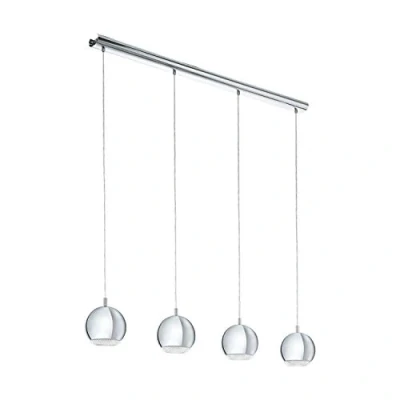 Obrázek EGLO LED závěsné svítidlo Conessa, závěsná lampa se 4 žárovkami, z kovu a plastu, na jídelní stůl v chromu, čirá, do obývacího pokoje s objímkou GU10