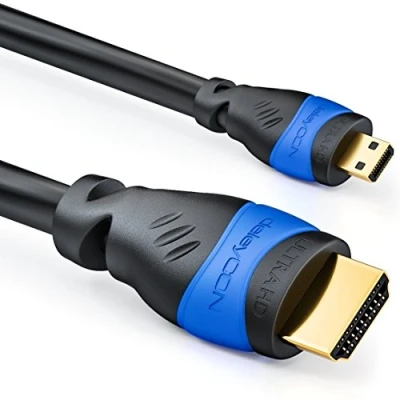 Obrázek deleyCON 5m Micro HDMI kabel 2. 0/1. 4a kompatibilní High Speed s Ethernetem ARC 3D 4K Ultra HD 1080p 2160p černý