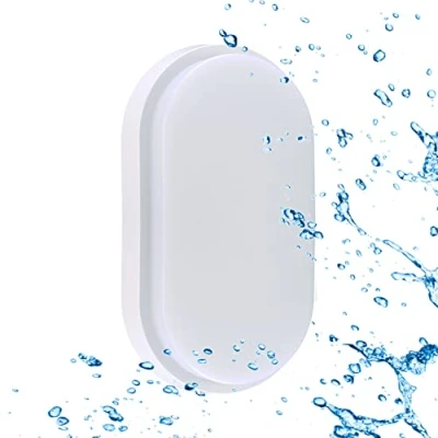 Obrázek Sigmaled lighting, LED Deckenleuchte 15W Wasserfest IP54, Wandlampe Neutralweißes 4000 K, 1350 Lm, Deckenlampe für außen und innen, Oval Außenleuchte