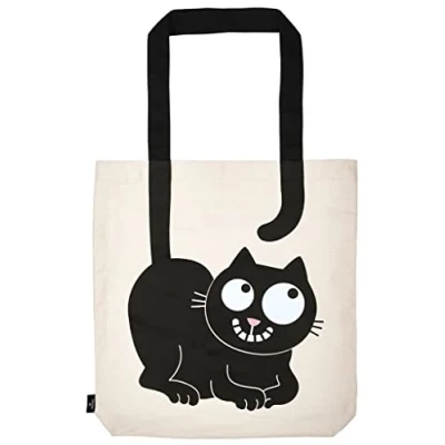 Obrázek moses. Ed, the Cat Shopper Carry me, taška ze 100% bavlny, látková na nákupy, kancelář nebo univerzitu, přírodní, černá., Současný