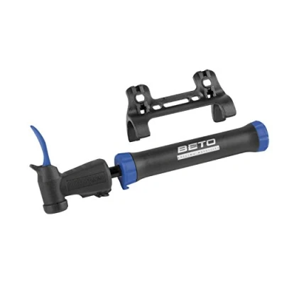 Obrázek BETO Mini pumpa Double Shot, ruční pumpička, pumpička na jízdní kolo, vzduchová pumpa, míč, adaptér nafukovací matraci, 80 psi, 5,5 bar, AV, DV, FV, autoventil, ventil Dunlop,