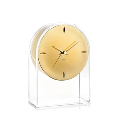 Obrázek Kartell Air du Temps Tischuhr, Plastik, Kristallklar/gold, 21.5 x 8 30 cm