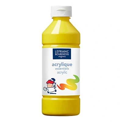 Obrázek Lefranc &amp; Bourgeois 188526 Value Kinder Acrylfarbe, auf Wasserbasis, mit Glanzeffekt, seidenglänzender Finish, deckend, Dosieröffnung, 500ml Flasche, primärgelb