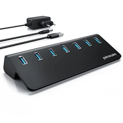 Obrázek CSL 7 portů USB 3. 2 Gen.2 hub aktivní 10 GBit/s rozdělovač s napájecím zdrojem 0 datový pro PC notebook laptop ultrabook tablet MacBook antracitová
