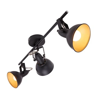 Obrázek Briloner stropní lampa, lampa se 3 otočnými a skvrnami v retro / vintage designu, patice: E14 max. 40 wattů, černo zlatý kov 55,4 x 10 18,1 cm