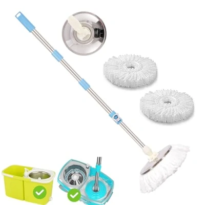 Obrázek ARSUK Bodenwischer Wischmop Stiel Mit Mopp Kopf für Bodenreinigung, Bad, Staub Mehrzweck Reinigungsbesen 360 Drehbarer Verstellbarer Wischmopp 2 Mikrofaser Moppköpfe x 1 Moppgriff (Blau)