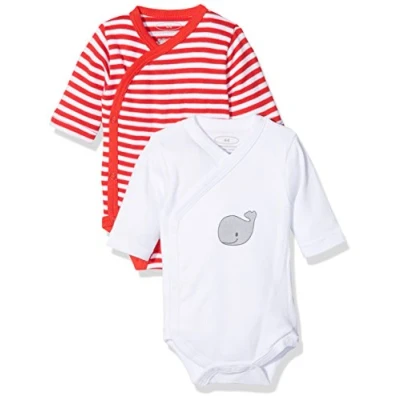 Obrázek Playshoes Unisex Schnizler Baby malé dítě zavinovací body s dlouhým rukávem v balení po 2 kusech, 8 červená