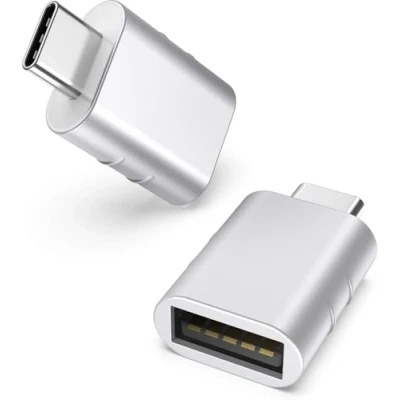 Obrázek Syntech USB C adaptér na 3.0 (2 kusy) OTG typ Thunderbolt 4/3 USB3 kompatibilní s iPhone 16 Pro Max MacBook Air 2021 iPad Mini Surface Galaxy Huawei a další, stříbrný