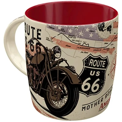Obrázek Nostalgic Art Retro hrnek na kávu, 330 ml, Route 66 mapa kola nápad dárek pro fanoušky Ameriky, keramický hrnek, vintage design