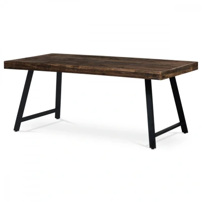 Obrázek Jídelní stůl, 180x90x76 cm, MDF deska, dýha odstín borovice, kovové nohy, černý lak HT 536 PINE