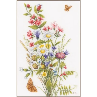 Obrázek Lanarte Zählmusterpackung Feld und Wiesenblumen Zähls Kreuzstichpackung, Baumwolle, Mehrfarbig, 31 x 47 0.3 cm
