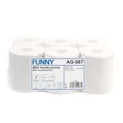 Obrázek Funny Váleček na ručník, vnitřní odtok 20 cm, 1vrstvý, recyklovaný bílý, 1 balení (1 x 6 kusů)