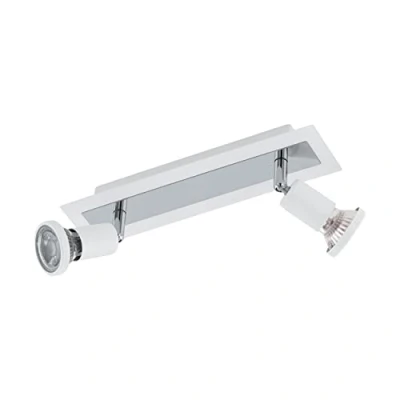 Obrázek EGLO LED stropní svítidlo Sarria, se 2 žárovkami, zářič z kovu, lampa do obývacího pokoje v bílé, chromové, bodová světla včetně světelného zdroje GU10, teplá bílá