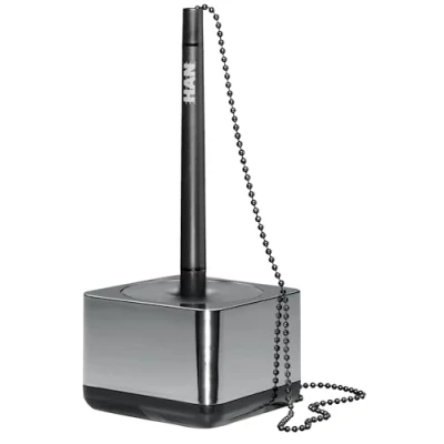 Obrázek HAN stojan na kuličkové pero i Line CHROME, elegantní stabilní pro s černým řetízkem ideální psací stůl, 27651 88, chrom