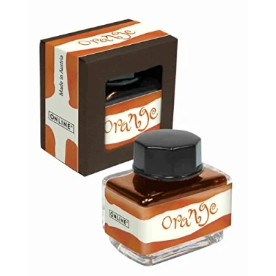 Obrázek ONLINE oranžový inkoust, inkoustové sklo 15 ml, barevný plnicí inkoust pro kaligrafii, ruční psaní, psací inkoustový soudek konvertor, náhradní na vodní bázi