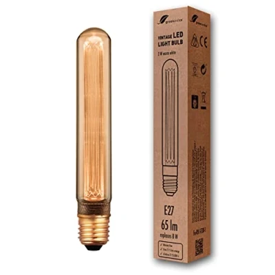 Obrázek greenandco® Vintage designová LED žárovka pro náladové osvětlení E27 T30 Edison žárovka, 2 W 65 lm 1800 K zlatá extra teplá bílá 320 230 V bez mihotání, nestmívatelná