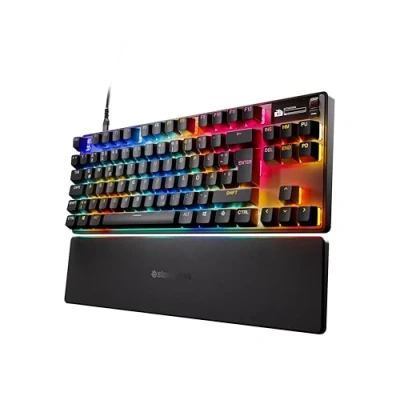 Obrázek SteelSeries Apex Pro TKL Gen 3 Hypermagnetická herní klávesnice spínače OmniPoint 3.0 přizpůsobitelná reakce Rapid Trigger Tap/SOCD OLED klávesy PBT USB C rozložení DE QWERTZ