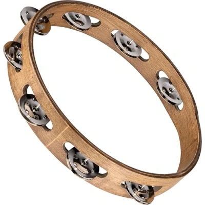 Obrázek Meinl Percussion TA1WB Dřevo Tambourine s Litinový Seřazeni 25,4 cm (10 palců) průměr) Walnut Hnědá