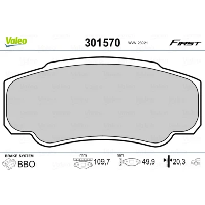Obrázek Sada brzdových destiček, kotoučová brzda VALEO 301570