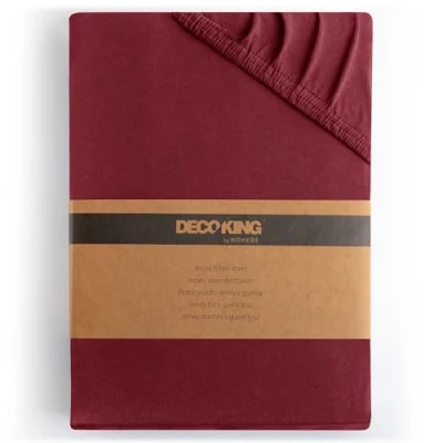 Obrázek napínací prostěradlo od DecoKing, 100% bavlna, žerzejové na pružinovou postel, White Amber Collection, Bordó, 200x220 220x240