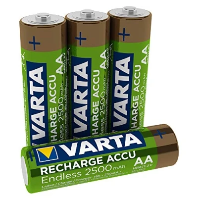 Obrázek Varta baterie Endless Energy 2500mAh až 500 nabíjecích cyklů nízké samovybíjení, předem nabitá NiMH AA Mignon Ready2Use, dobíjecí sada 4 ks bez paměťového efektu připravena k okamžitému použití