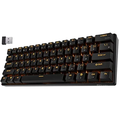 Obrázek RK ROYAL KLUDGE RK61 US 2,4 GHz bezdrátová / Bluetooth kabelová 60% mechanická klávesnice, kompaktní klávesnice 61 kláves, Hot Swappable červený spínač herní se softwarem pro