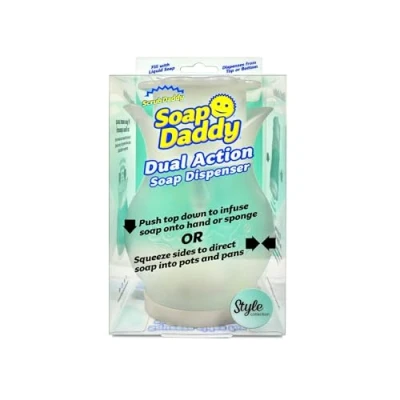 Obrázek Scrub Daddy Soap dávkovač mýdla do kuchyně a koupelny, doplňovací mycího prostředku na pracovní desku, dva režimy dávkovače dřezu, protiskluzové strany, univerzální pracího