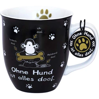Obrázek Sheepworld hrnek s motivem &quot;Bez psa&quot; Porcelán, 40 cl, výroky Dárek, narozeniny, psí přítel 45704