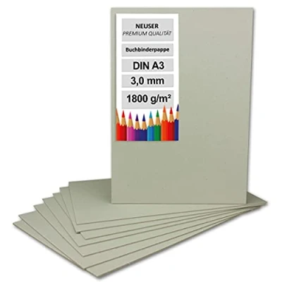 Obrázek NEUSER PAPIER 20 x knihařská lepenka DIN A3 (29,7 42 cm) tloušťka 3,0 mm (0,3 gramáž: 1800 g/m² šedá pro kutilství, modelářství, vázání knih
