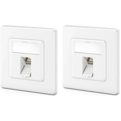 Obrázek deleyCON 2x CAT7 síťová zásuvka 1 port 10 gigabitová pod omítku Ethernet LAN datová nádobí + CAT 7 Keystone RJ45 DSL síťový patch kabel instalační bílá