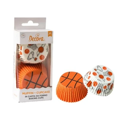 Obrázek Decora, 0339866 Basketballförmchen, 50 x 32 mm, zum Backen, Präsentieren und Verschenken von Muffins Süßigkeiten, hitzebeständig bis 180 C, in praktischer Blisterverpackung, hergestellt