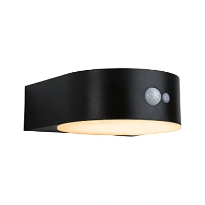 Obrázek Paulmann 94730 LED solární nástěnné svítidlo Eileen s detektorem pohybu, IP44, 2200 K, 300 lm, světlo vhodné pro hmyz, černé, zlaté světlo, dobíjecí