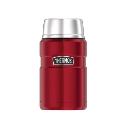 Obrázek THERMOS Stanless KING FOOD JAR 0,71 l, brusinková červená, termoska z ušlechtilé oceli, 14 h horká/24 studená, absolutně těsná na polévku, müsli, guláš, termonádoba jídlo velká, vhodná do