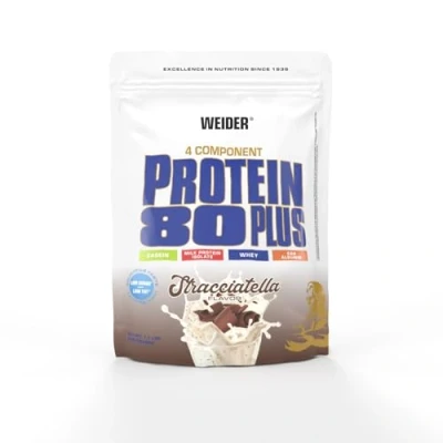 Obrázek WEIDER Protein 80 Plus vícesložkový proteinový prášek, prášek pro krémové, nehanebně chutné proteinové koktejly, kombinace Whey, kaseinu, izolátu mléčného proteinu a vaječných proteinů,