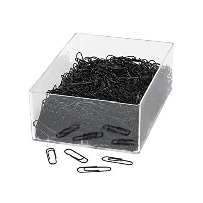 Obrázek Wedo 901244601 kancelářská svorka (z kovu 27 mm, potažená plastem, v průhledné krabici) 1000 kusů, černá