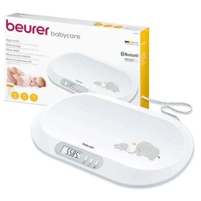 Obrázek Beurer BY 90 Dětská váha s bezplatnou aplikací (iOS + Android) integrované měřicí pásmo, nosnost 20 kg a funkce Hold pro děti plící