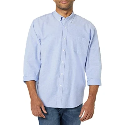 Obrázek Amazon Essentials Herren Langärmliges Hemd aus Oxford Stoff mit Tasche in schmaler Passform, Blau, XXL