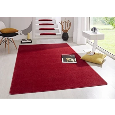 Obrázek Hanse Home Interiérový koberec Fancy do obývacího pokoje, jednobarevný, moderní velur, jídelny, dětského chodby, ložnice, kuchyně červený, 80 x 150 cm