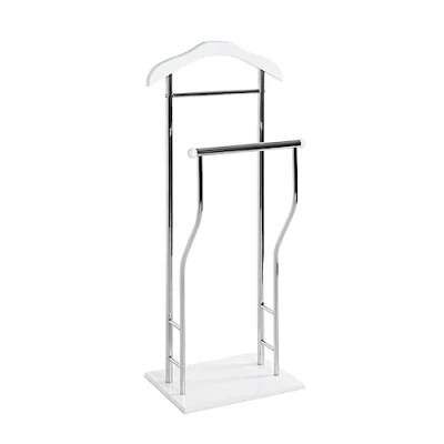 Obrázek HAKU Nábytek pánský sluha chrom, bílý, MDF, kov rozměry: Š 45 cm x V 110 H 30 cm, styl: moderní