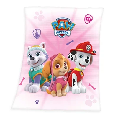 Obrázek Herding Tlapková patrol hebká deka, 130 x 160 cm, měkký polyester, růžová