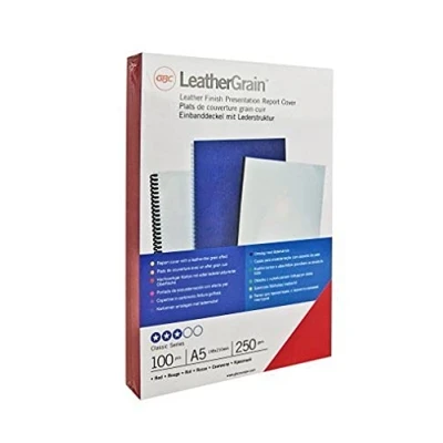Obrázek GBC CN040010 vazba objektiv Leather Grain Retail pack, A4, Karton, 250 g/m2, 25 kusů, červená