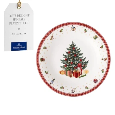 Obrázek Villeroy &amp; Boch Prostírání z kolekce Toy&#039;s Delight Specials, velký talíř s vánočním motivem, na koláč, servírovací porcelán, vánoční nádobí, 30 cm Ø, vhodný do myčky a mikrovlnné trouby