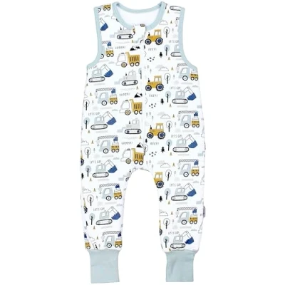 Obrázek TupTam Baby Ganzjahresschlafsack mit Füßen 2,5 TOG OEKO TEX Unisex, Farbe: Baustelle Bagger Traktor Raupe, Größe: 116 122