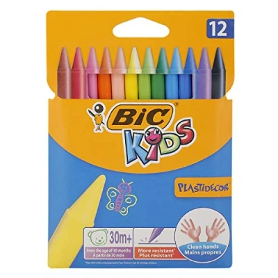 Obrázek BIC Kids Vosková křída Plastidecor, kulatá, pouzdro 12 kusů, různých barev